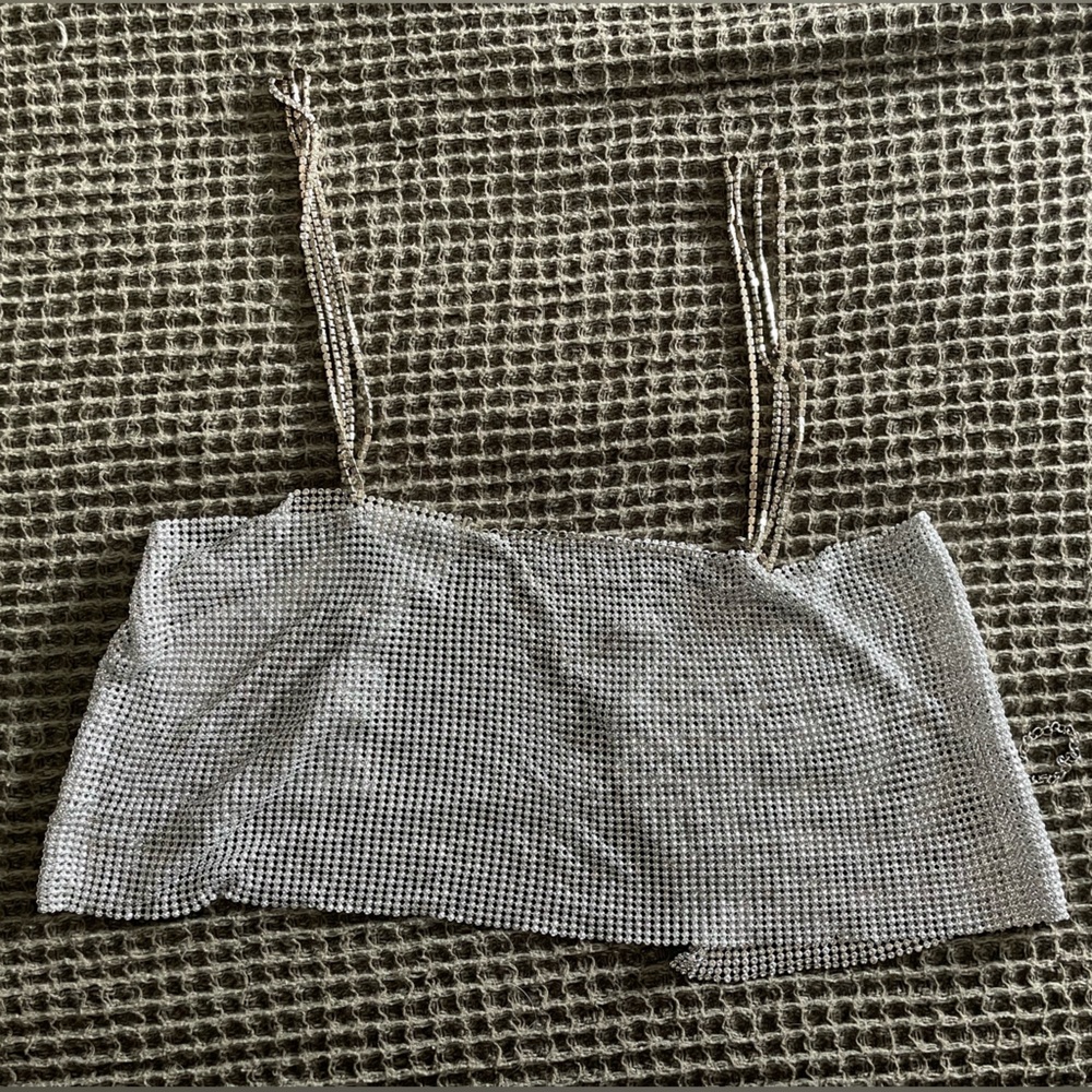 Silver rhinestone crop top